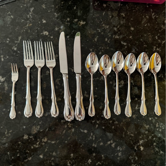 Rare! Lenox Vintage Jewel Beaded 18/10 Stainless Flatware 12‎ Pc D